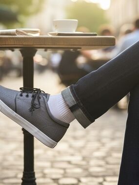Men's Casual Grey Canvas Lace-Up Sneakers